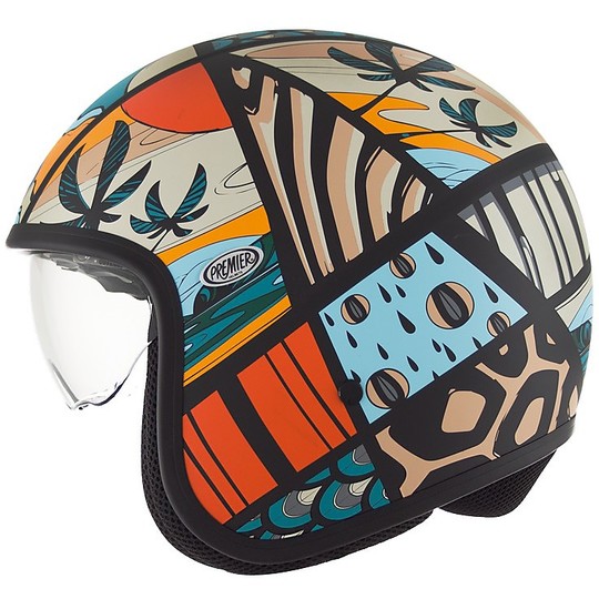 Motorcycle helmet jet premier vintage fiber with integrated visor MALI 9BM