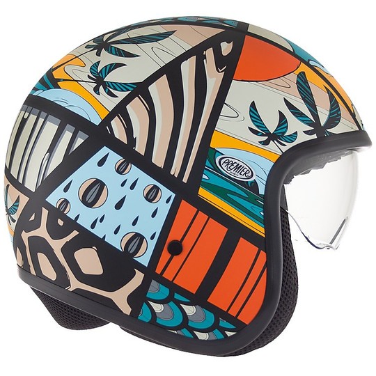 Motorcycle helmet jet premier vintage fiber with integrated visor MALI 9BM