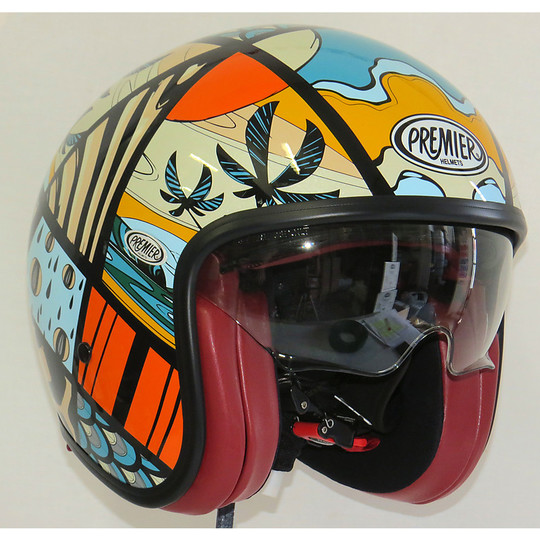 Motorcycle helmet jet premier vintage fiber with integrated visor Mali