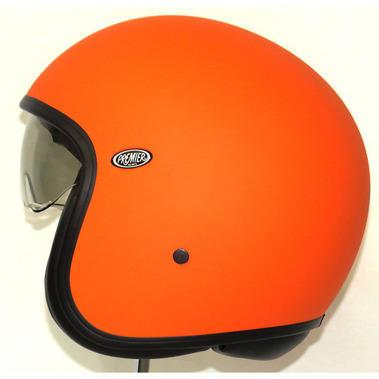 Motorcycle helmet jet premier vintage fiber with integrated visor Orange Matt