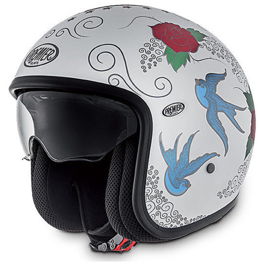 Motorcycle helmet jet premier vintage fiber with integrated visor SKM 18 BM Multi