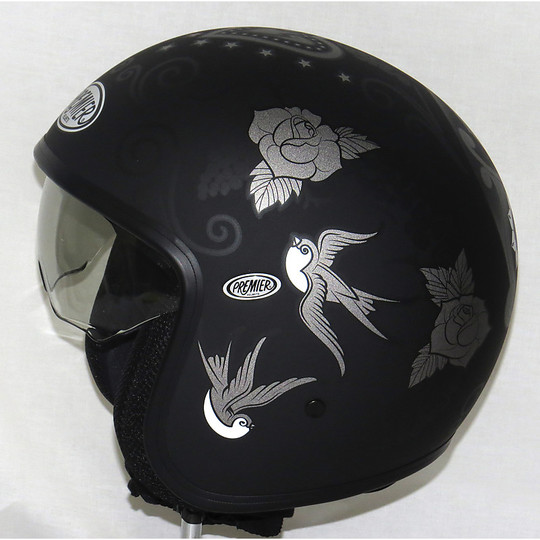 Motorcycle helmet jet premier vintage fiber with integrated visor Skm 19 BM