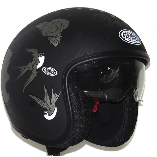 Motorcycle helmet jet premier vintage fiber with integrated visor Skm 19 BM