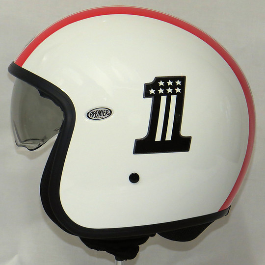 Motorcycle helmet jet premier vintage fiber with integrated visor T Red One