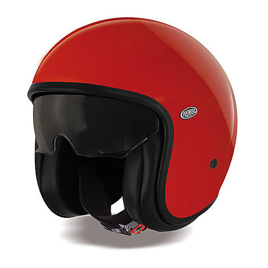 Motorcycle helmet jet premier vintage fiber with integrated visor U2 Red