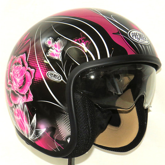 Motorcycle helmet jet premier vintage fiber with integrated visor Vanity 9
