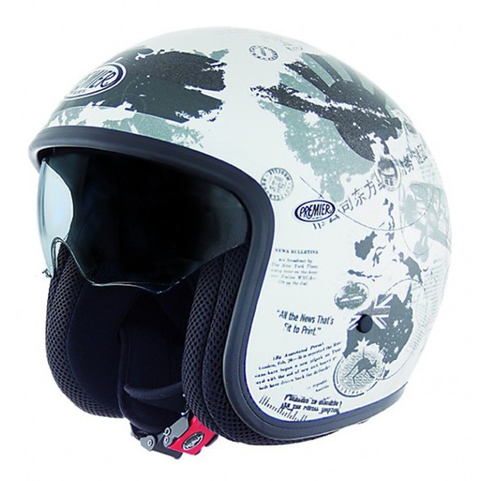Motorcycle helmet jet premier vintage fiber with integrated visor World TR8 White