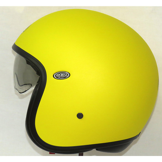 Motorcycle helmet jet premier vintage fiber with integrated visor Yellow Opaque