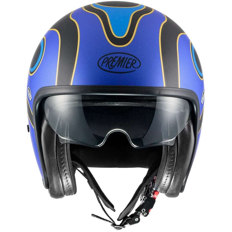 Motorcycle Helmet Jet Premier VINTAGE FR 12 BM Matt Blue Black