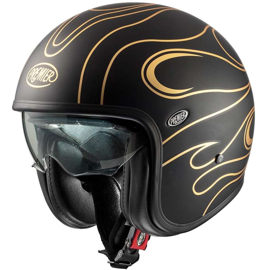 Motorcycle Helmet Jet Premier VINTAGE FR GOLD CHROMED BM Matt Gold