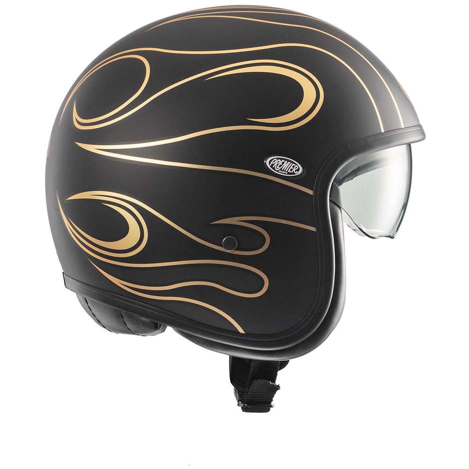 Motorcycle Helmet Jet Premier VINTAGE FR GOLD CHROMED BM Matt Gold