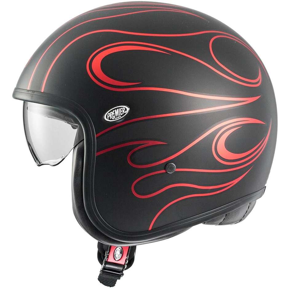 Motorcycle Helmet Jet Premier VINTAGE FR RED CHROMED BM Matt Red