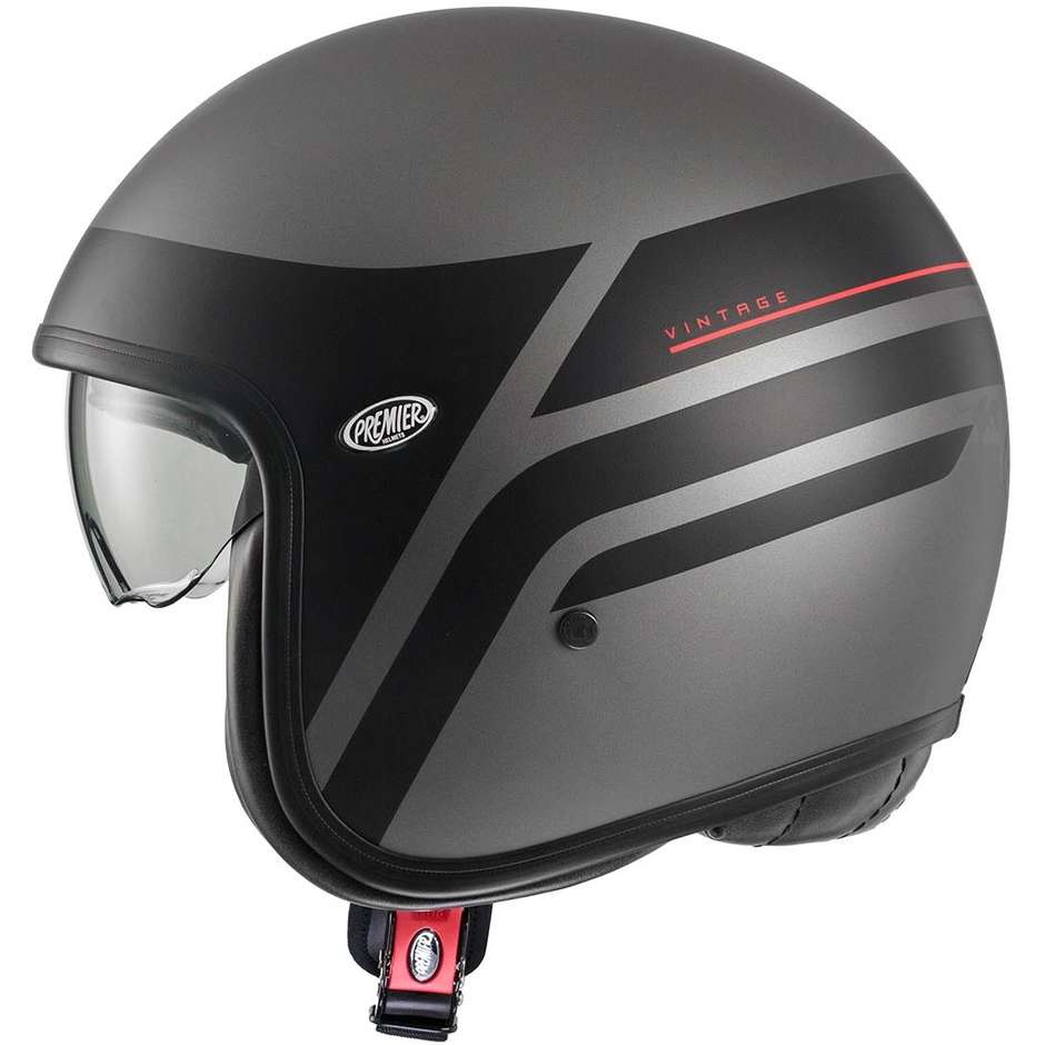 Motorcycle Helmet Jet Premier VINTAGE K17 BM Matt Gray