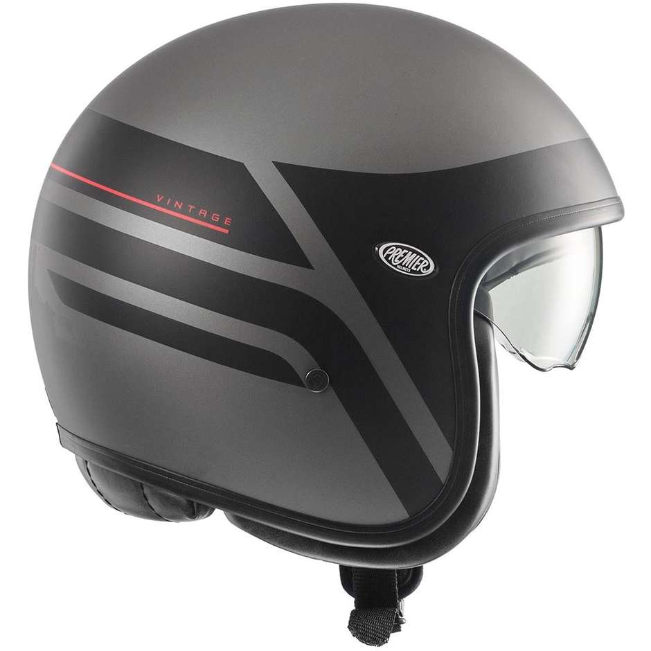 Motorcycle Helmet Jet Premier VINTAGE K17 BM Matt Gray
