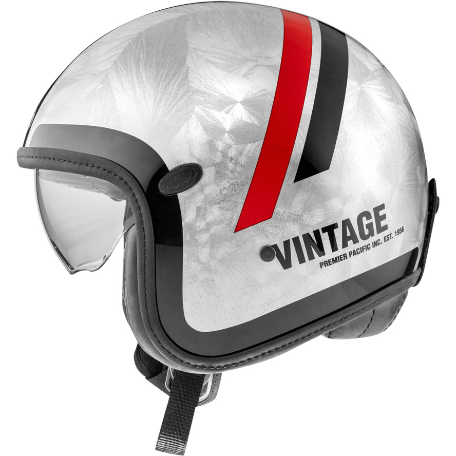 Motorcycle Helmet Jet Premier VINTAGE PLATINUM ED. DR DO 92 Silver Red Polished