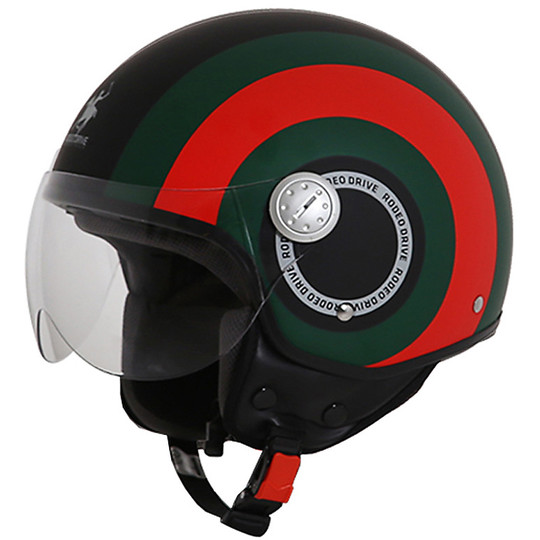 Motorcycle helmet Jet Rodeo Drive RD105 Bands Black Red green Matt