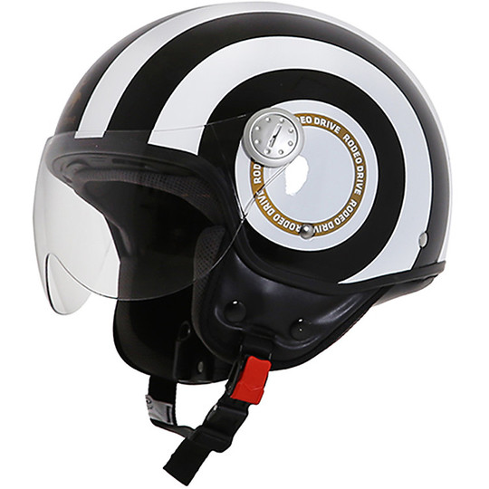 Motorcycle helmet Jet Rodeo Drive RD105 Bands Black White