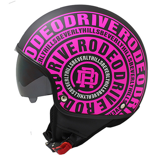 Motorcycle helmet Jet Rodeo Drive RD111 With Visor Matt Black Fuxia