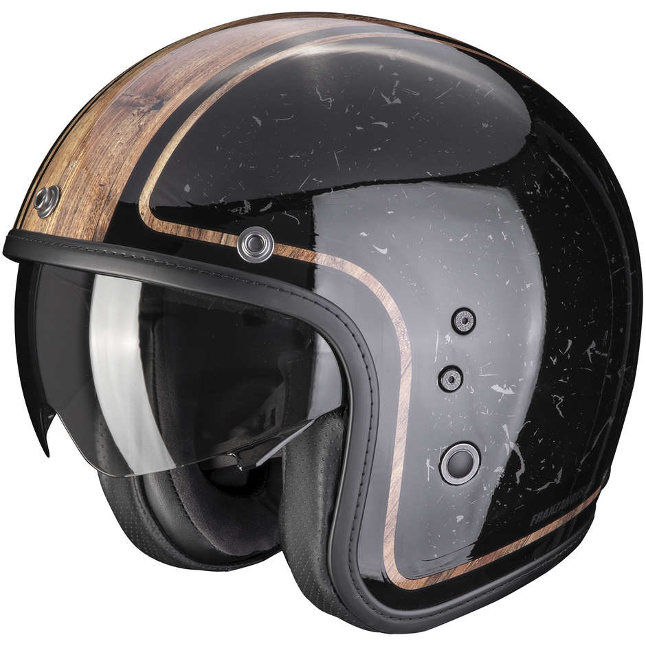 Motorcycle Helmet Jet Scorpion BELFAST EVO RETROL Black Marron