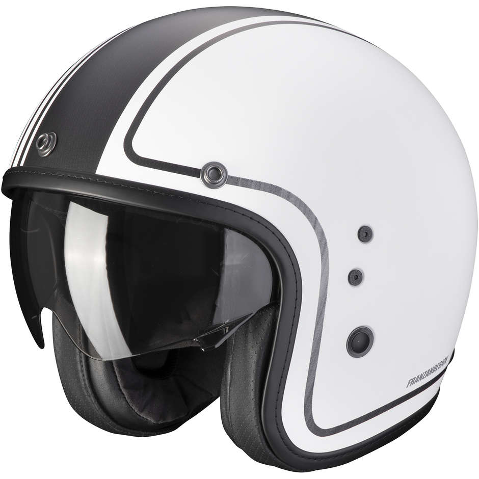 Motorcycle Helmet Jet Scorpion BELFAST EVO RETROL White Silver