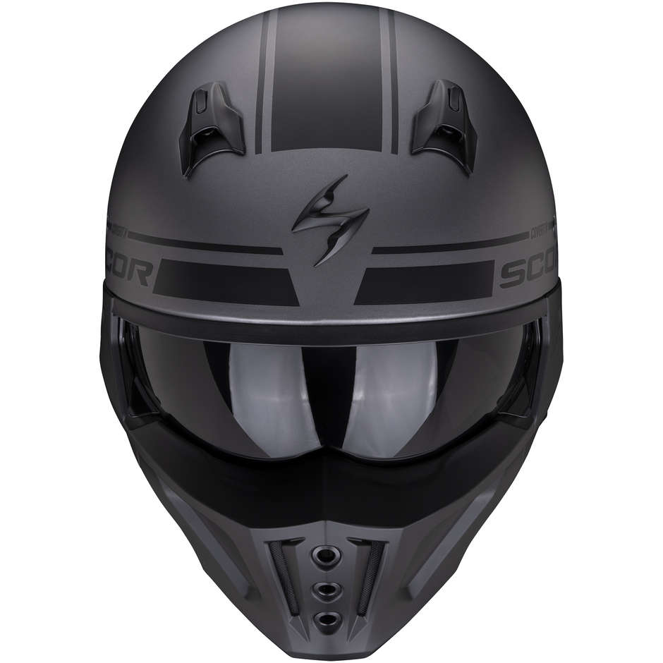 Motorcycle Helmet Jet Scorpion COVERT-X TATTOO Matt Black Silver