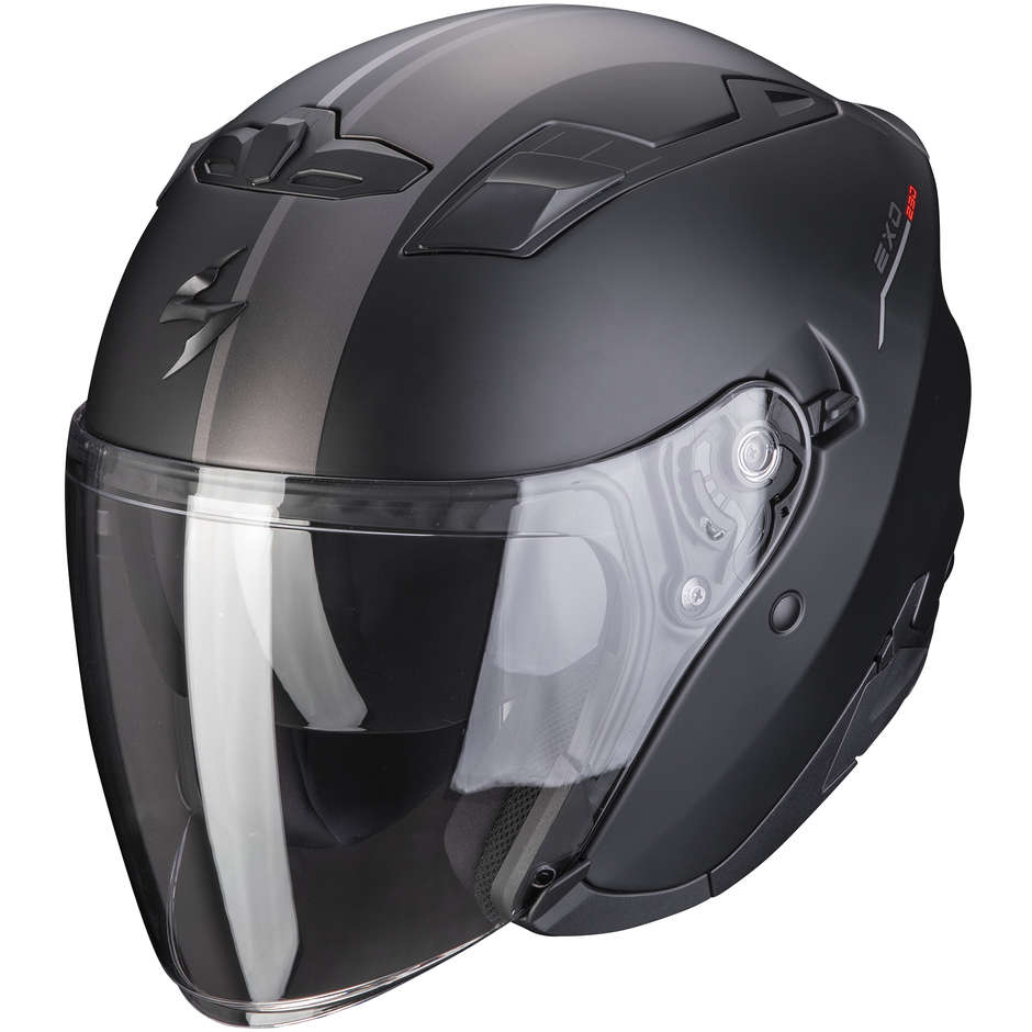 Motorcycle Helmet Jet Scorpion EXO-230 SR Matt Black Silver Red