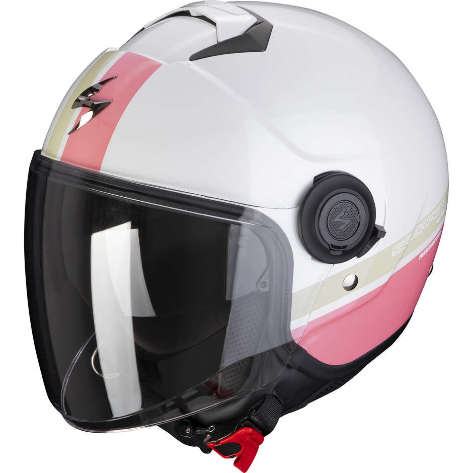 Motorcycle Helmet Jet Scorpion EXO-CITY Strada White Coral Green
