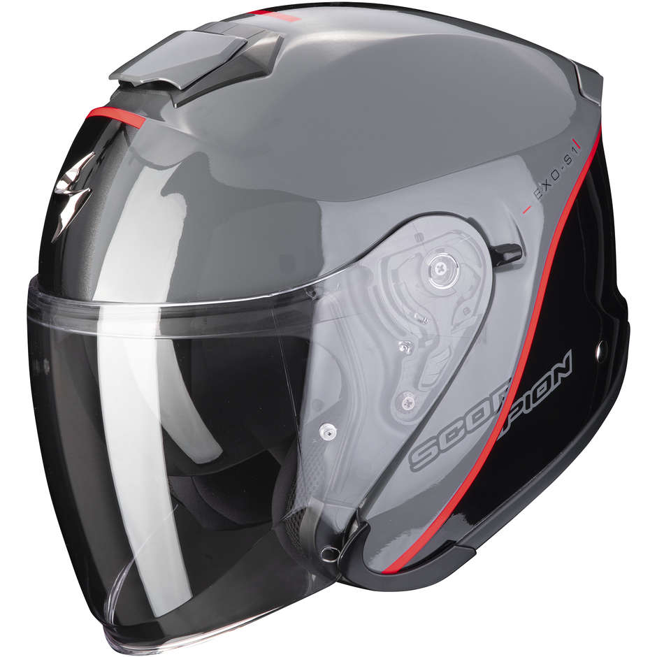 Motorcycle Helmet Jet Scorpion EXO-S1 ESSENCE Gray Cement Black Red