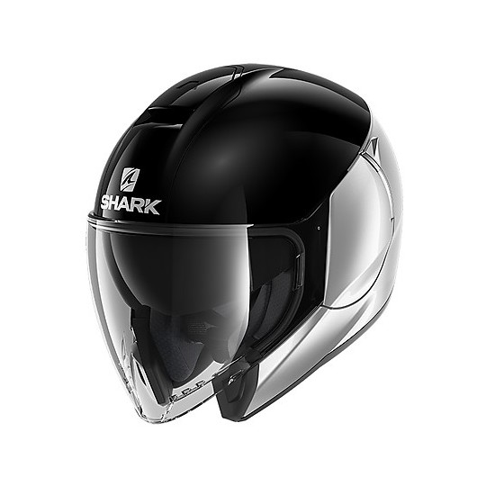 Motorcycle Helmet Jet Shark CITYCRUISE Dual Silver Glossy Black