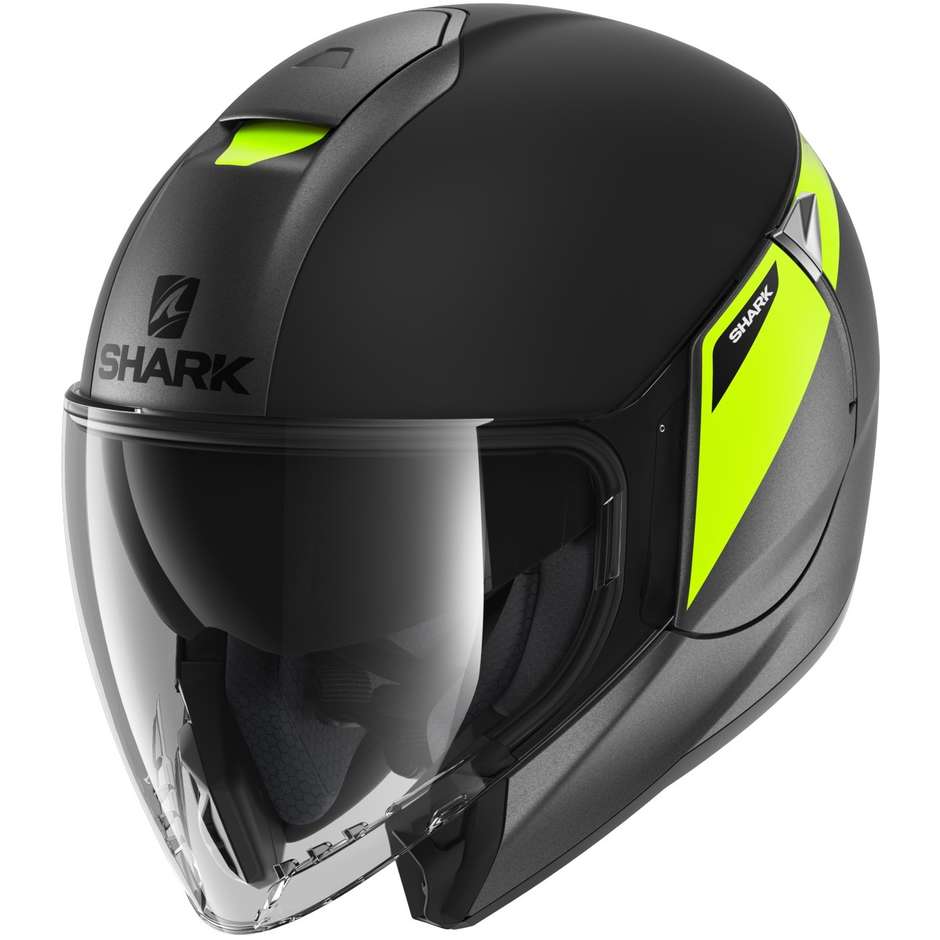 Motorcycle Helmet Jet Shark CITYCRUISER KARONN Anthracite Yellow Black