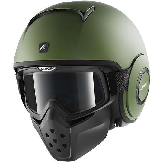 Motorcycle Helmet Jet Shark DRAK Blank Green Opaque