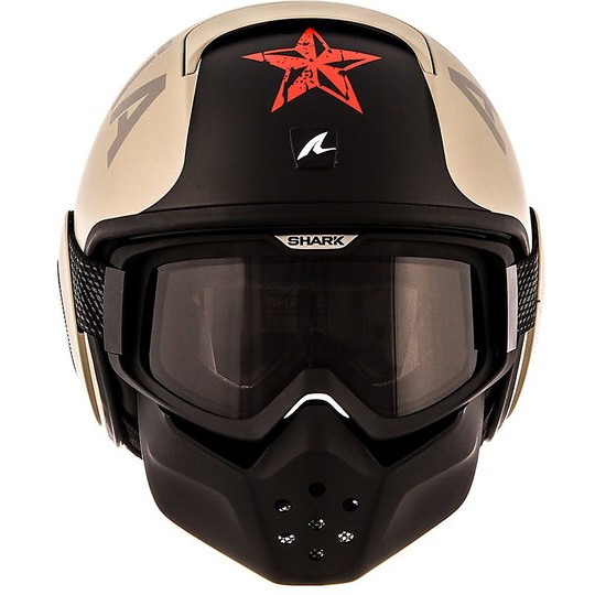Motorcycle Helmet Jet Shark DRAK SOYOUZ Mat Beige Black