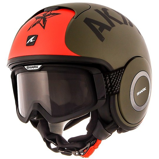 Motorcycle Helmet Jet Shark DRAK SOYOUZ Mat Green Black