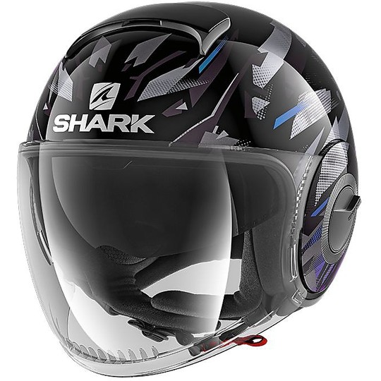 Motorcycle Helmet Jet Shark NANO KANHJI Black Blue Glitter