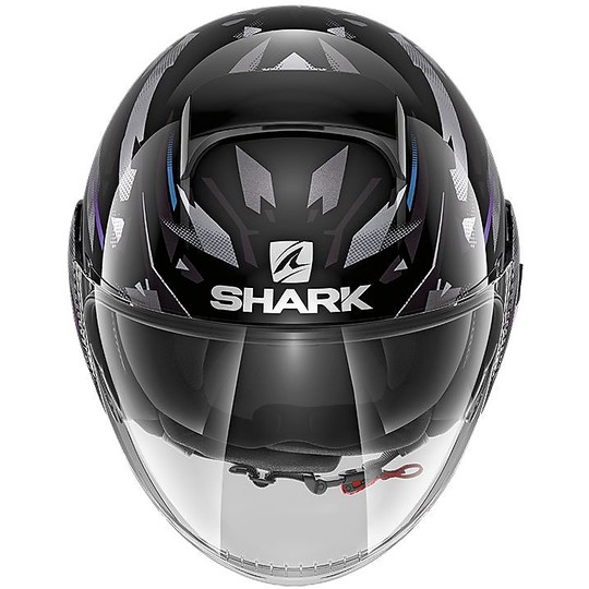 Motorcycle Helmet Jet Shark NANO KANHJI Black Blue Glitter