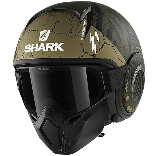 Motorcycle Helmet Jet Shark STREET-DRAK Crower Mat Green Black