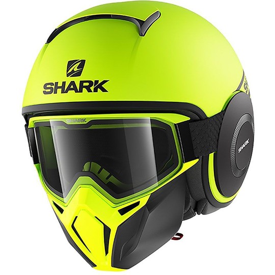 Motorcycle Helmet Jet Shark STREET-DRAK Neon Yellow Fluo Matte
