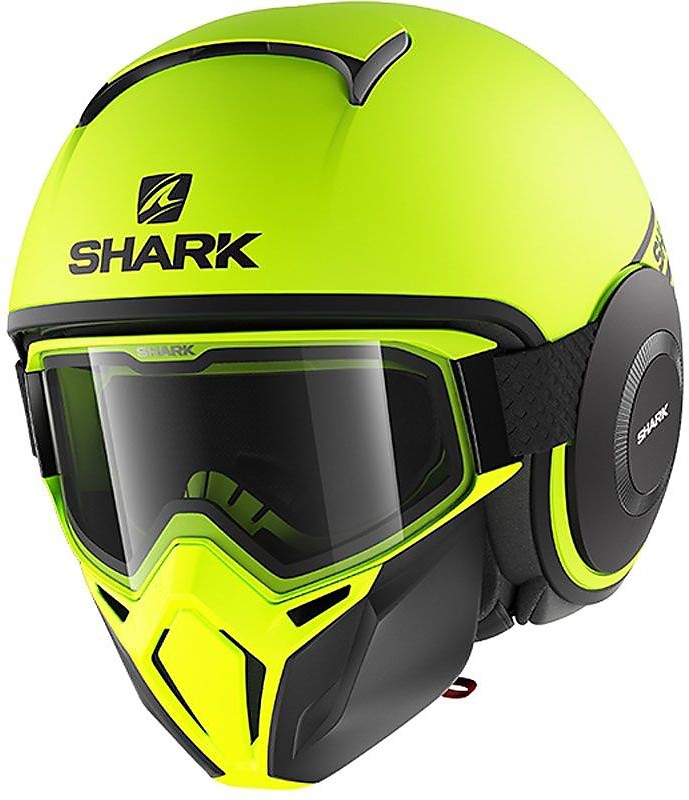 Motorcycle Helmet Jet Shark STREET-DRAK Neon Yellow Fluo Matte For Sale