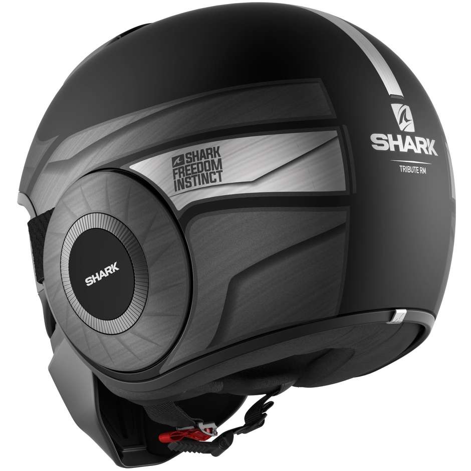 Motorcycle Helmet Jet Shark STREET DRAK TRIBUTE RM Black Chrome Gray