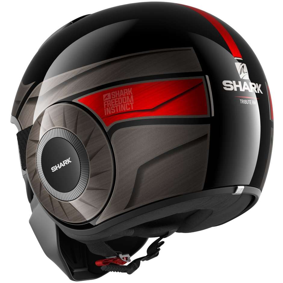 Motorcycle Helmet Jet Shark STREET DRAK TRIBUTE RM Black Chrome Red