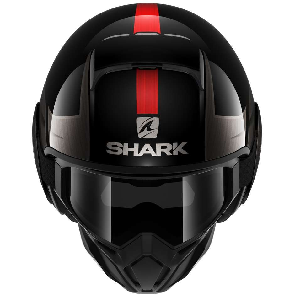 Motorcycle Helmet Jet Shark STREET DRAK TRIBUTE RM Black Chrome Red