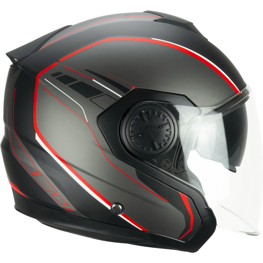 Motorcycle Helmet Jet Ska-P 1DH TOUR RACE Black Red Opaque