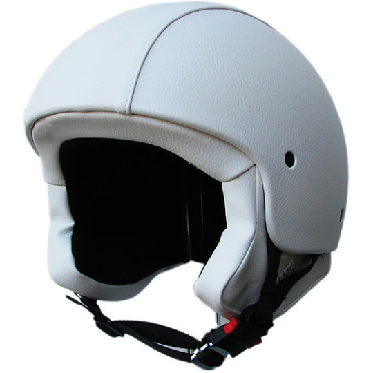 Motorcycle Helmet Jet Spirit Fashion Model Penelope Covered In White Eco-Leather