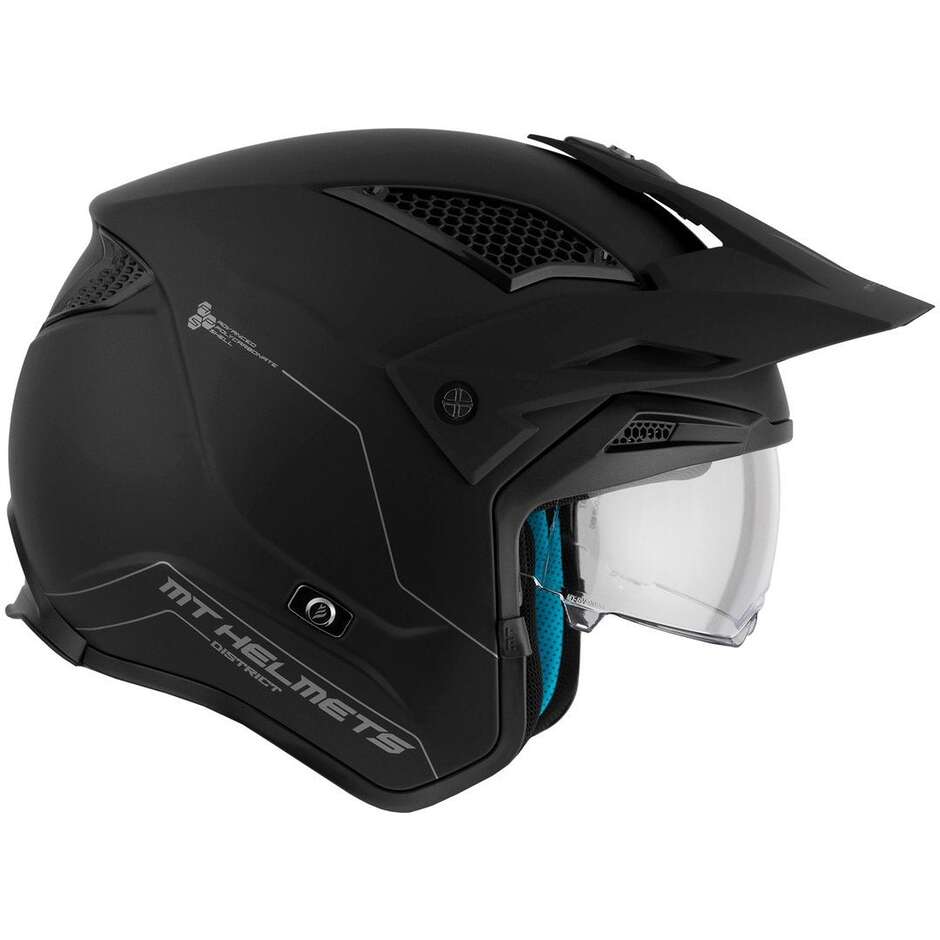 Motorcycle Helmet Jet Trial MT Helmets DISTRICT sv 22.06 Solid A1 Matt Black