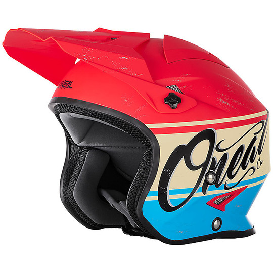 Motorcycle Helmet Jet Trial Oneal Slat VX1 Red Blue