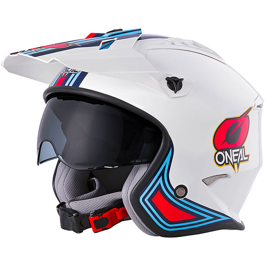 Motorcycle Helmet Jet Trial Oneal Volt MN1 White Red Blue