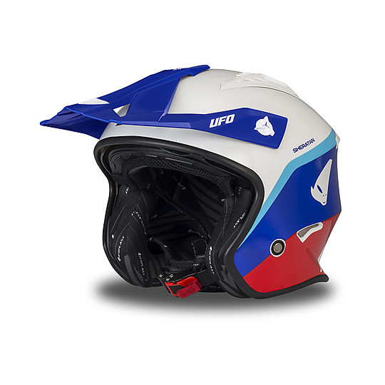 Motorcycle Helmet Jet Trial Ufo Sheratan Blue White Red