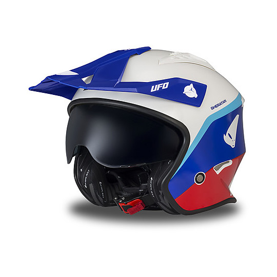 Motorcycle Helmet Jet Trial Ufo Sheratan Blue White Red