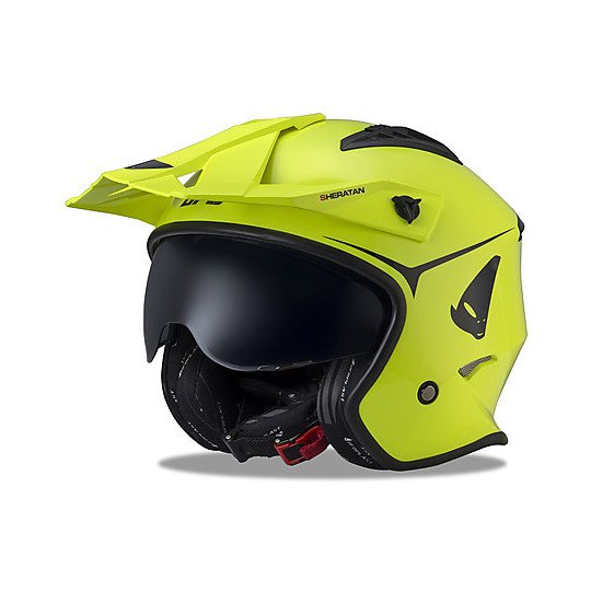 Motorcycle Helmet Jet Trial Ufo Sheratan Monochrome Yellow Neon