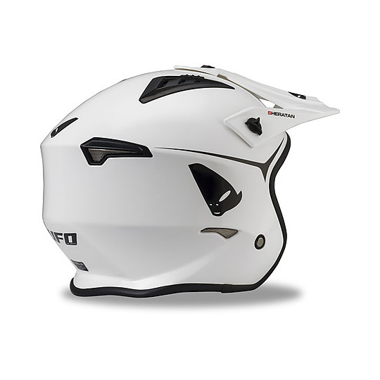 Motorcycle Helmet Jet Trial Ufo Sheratan Solid Color White